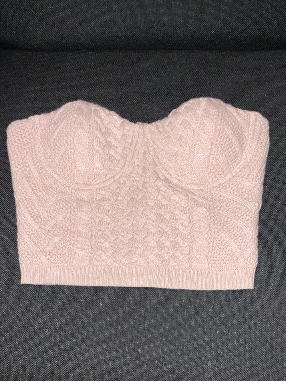 JLUXLABEL Cable Knit Strapless Crop Top